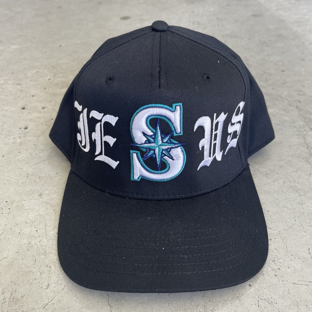 Jesus Seattle Mariners Christlike Embroidered Snapback Hat Cap Black